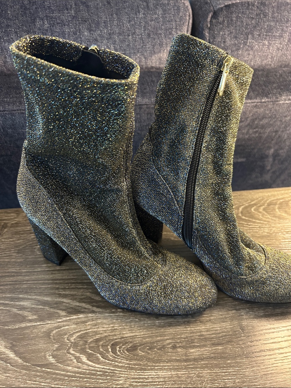 Sam Edelman - Glitter Ankle Boots - Sparkling Black, Blue and Gold.